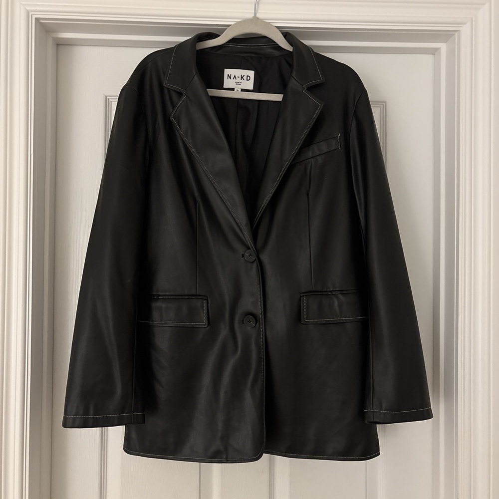 na-kd leather blazer